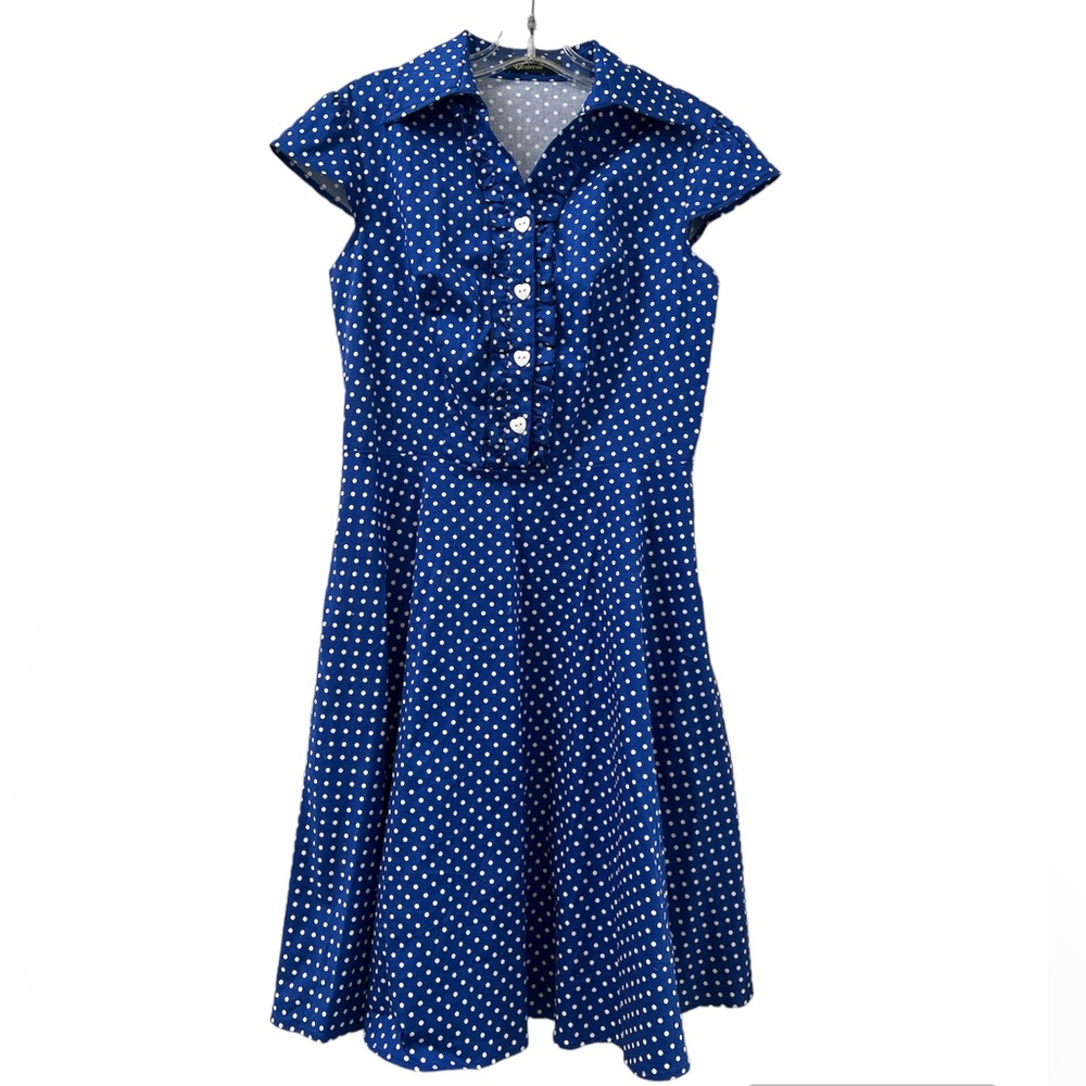 Blue and White Polka Dot Dress